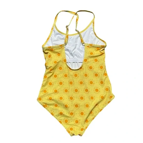 Hanna Andersson Womens Sun Print One Piece Swimsuit Yellow Orange Medium - Picture 3 of 6